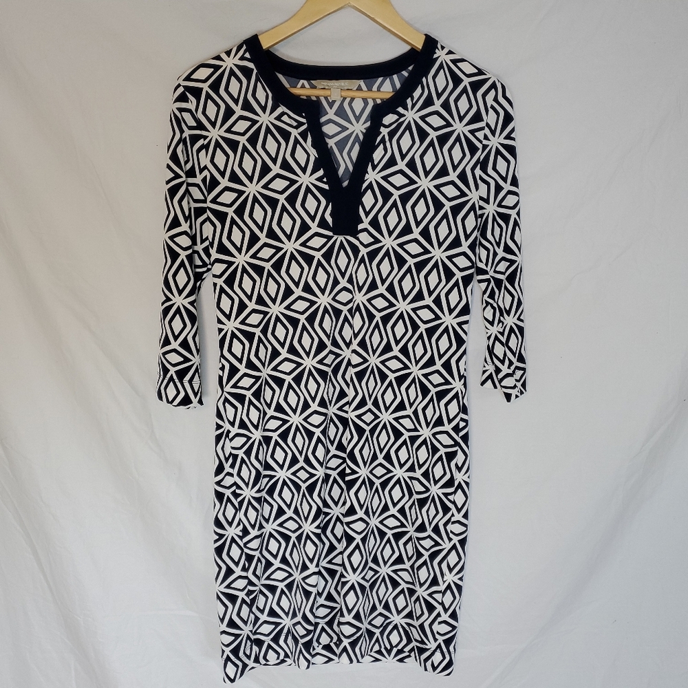 Banana Republic Navy & White Geometric Dress